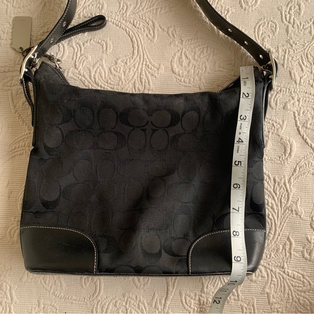 Coach Black Classic Monogram Signature Canvas Leather Trim Vintage Crossbody Bag - Picture 13 of 14